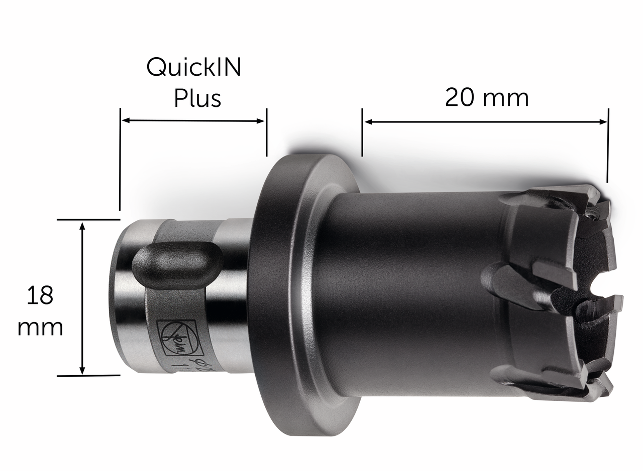 合金取芯钻头带 TiAlN 涂层，带有 QuickIN PLUS 固定柄