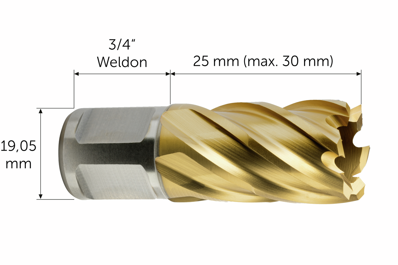 HSS Dura 25 Kernebor m/ 3/4 in Weldon-holder