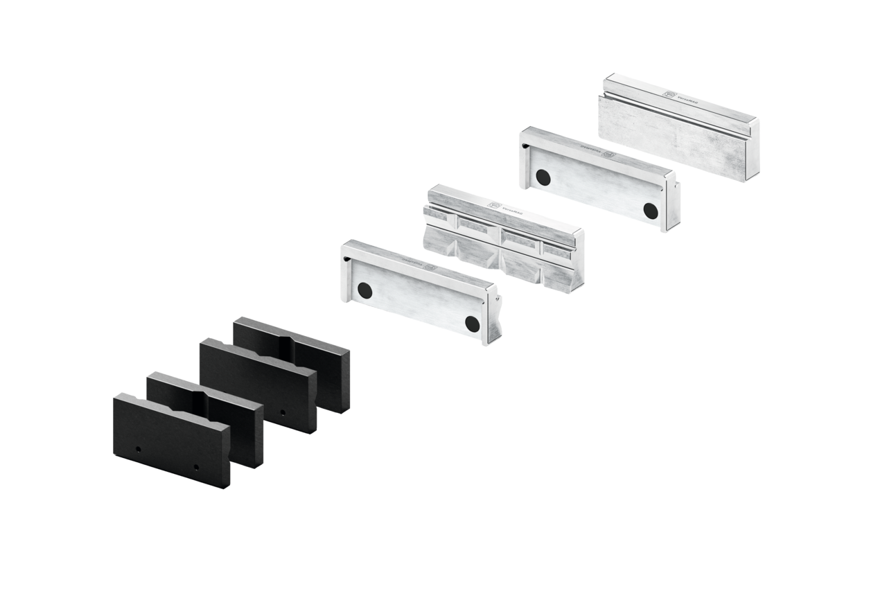 Pair of protective jaws set (P) prism and (B) blank  110 mm aluminum (FEIN VersaMAG)  