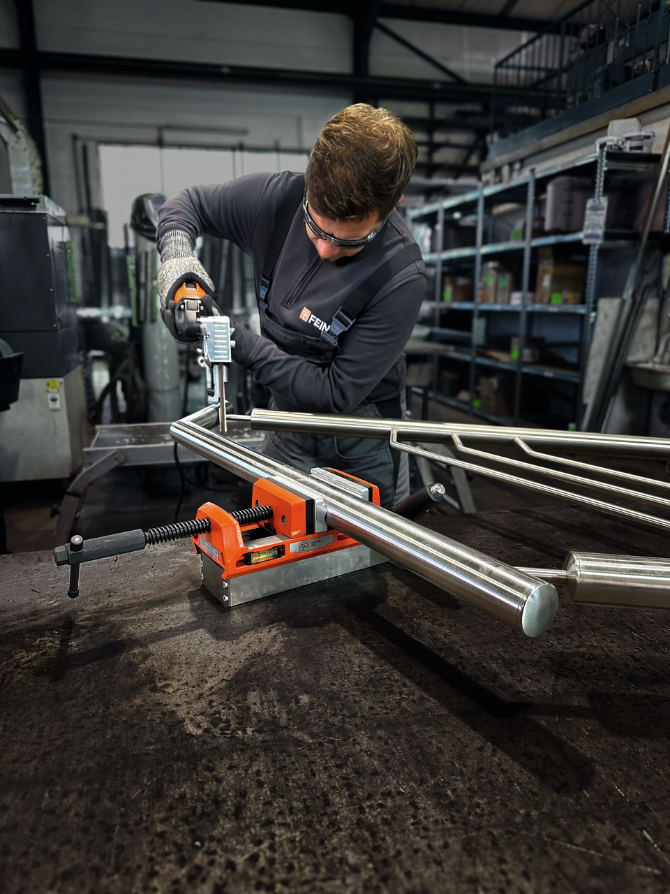 Pair of protective jaws set (P) prism and (B) blank  110 mm aluminum (FEIN VersaMAG)  