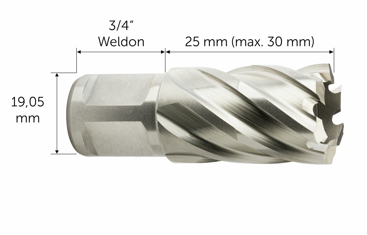 HSS Nova 25 Kernbohrer mit 3/4 in Weldon-Aufnahme