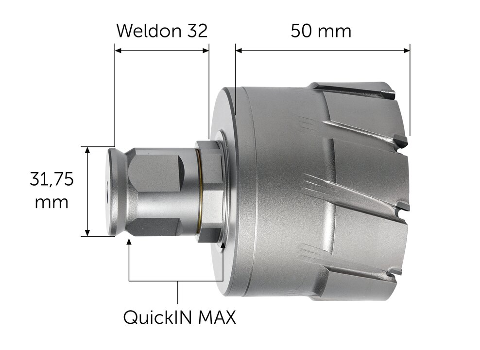 HM Ultra 50 Kernbohrer mit QuickIN MAX-/ Weldon 32-Aufnahme
