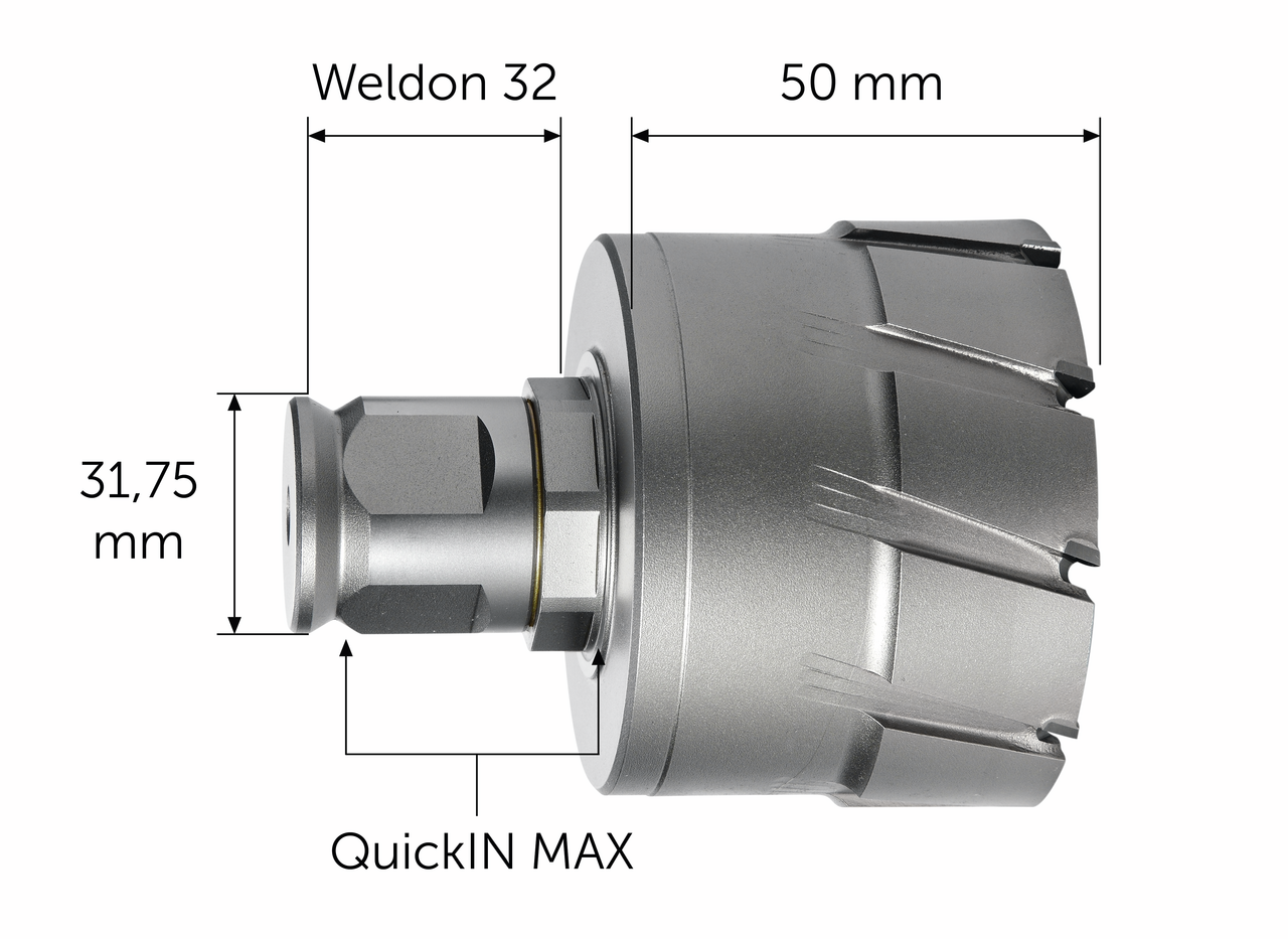 Jádrový vrták HM Ultra 50 s uchycením QuickIN MAX / Weldon 32