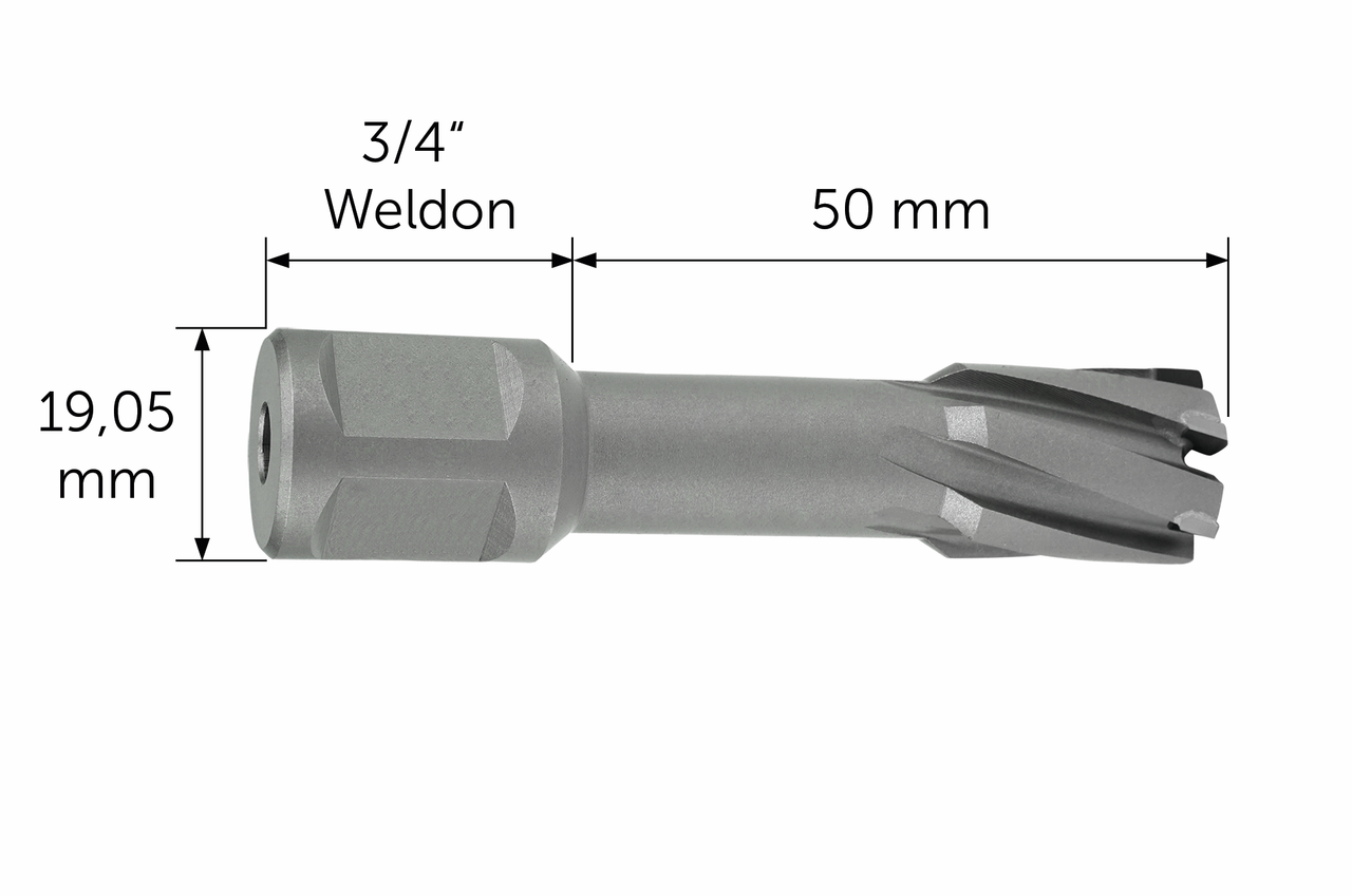 Jádrový vrták HM Ultra 50 ze slinutého karbidu s upínáním 3/4 Weldon