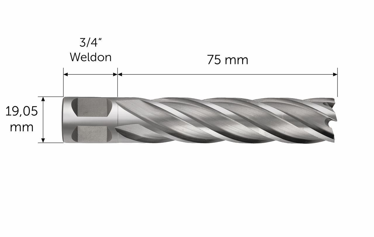 HSS Nova 75 wiertło koronowe z uchwytem 3/4 in Weldon