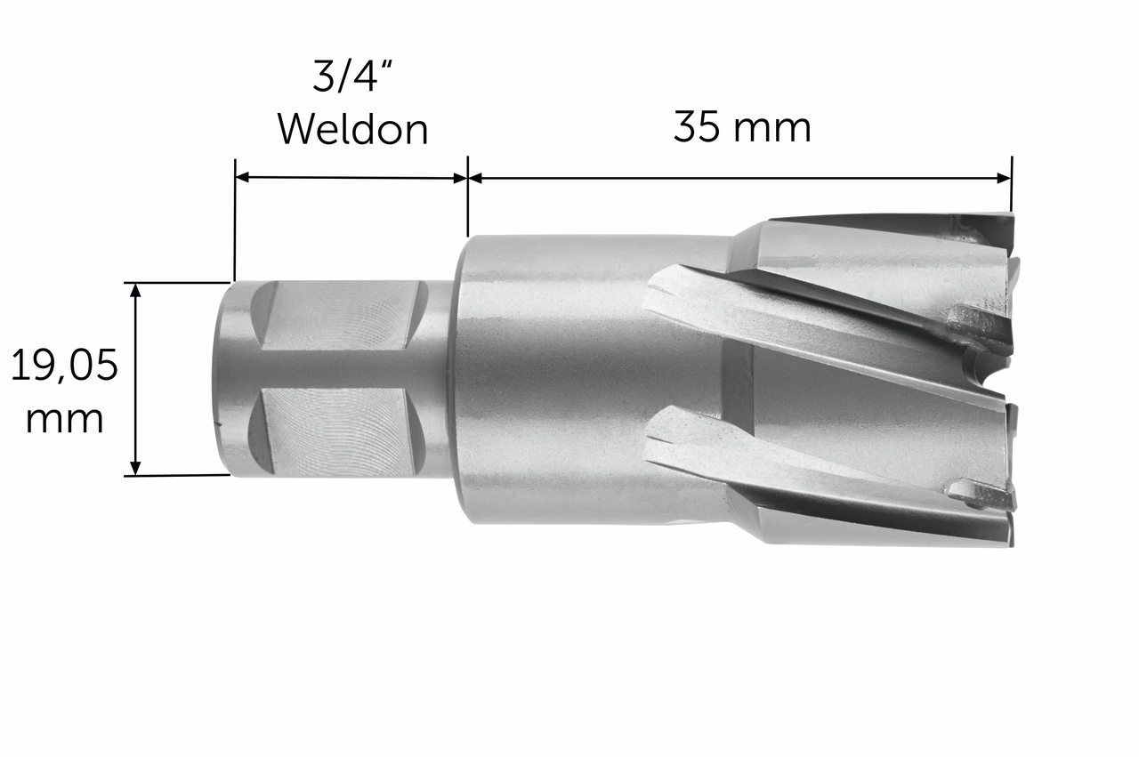 Carbide annular cutter with 3/4 straight shank