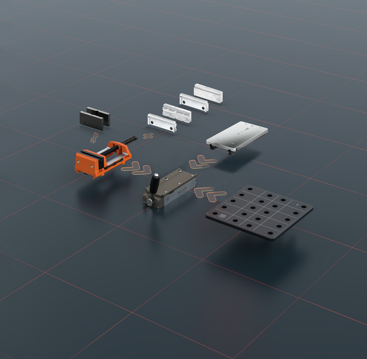 Pair of protective jaws set (P) prism and (B) blank  110 mm aluminum (FEIN VersaMAG)  