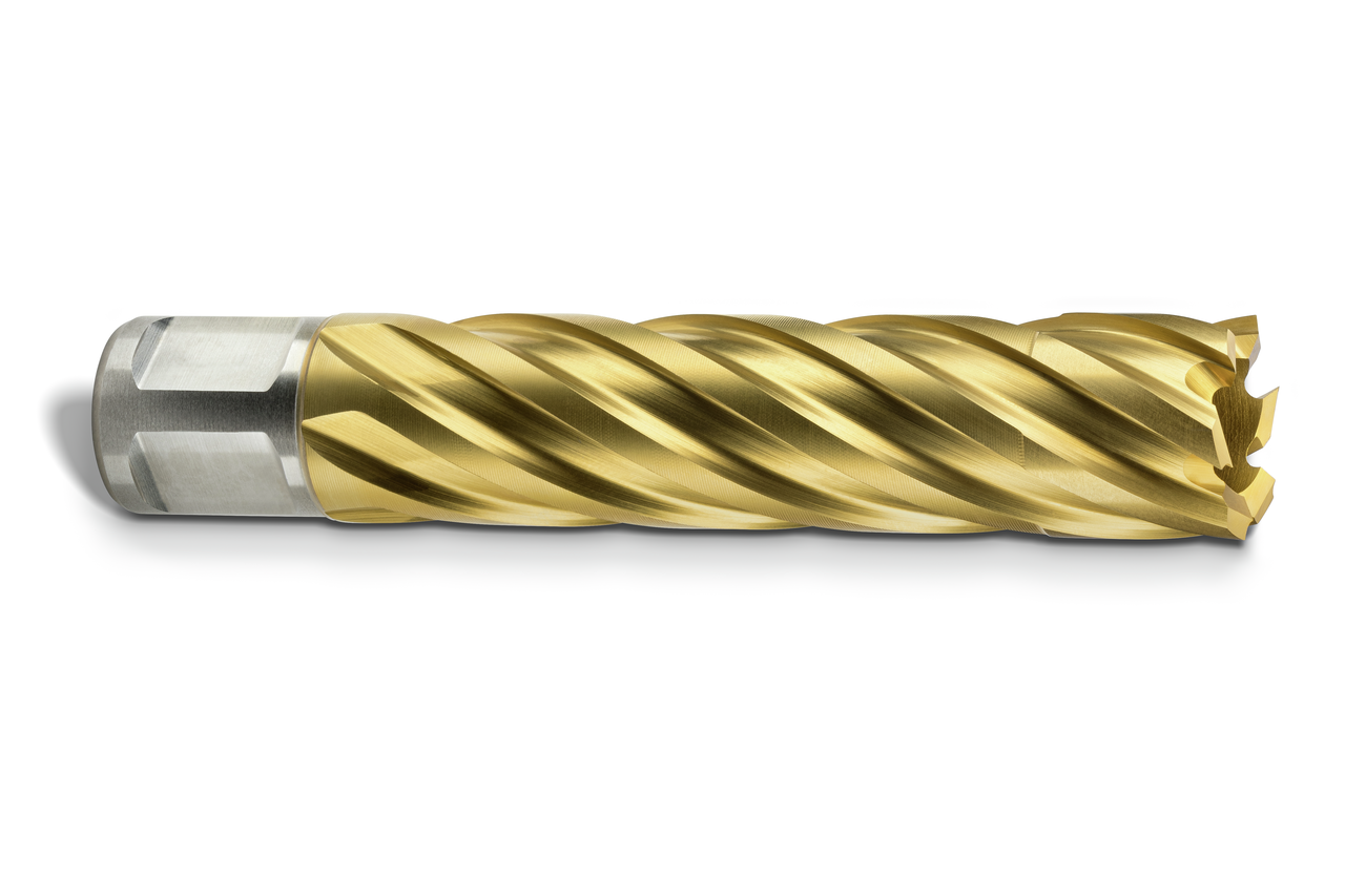 HSS annular cutter, TiN coated with 3/4 straight shank