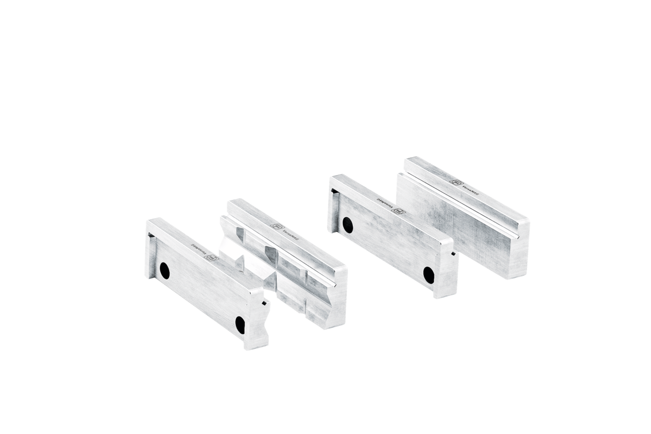 Pair of protective jaws set (P) prism and (B) blank  110 mm aluminum (FEIN VersaMAG)  