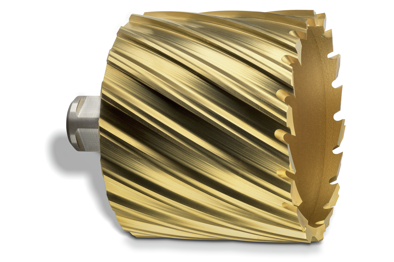 HSS annular cutter, TiN coated with 3/4 straight shank