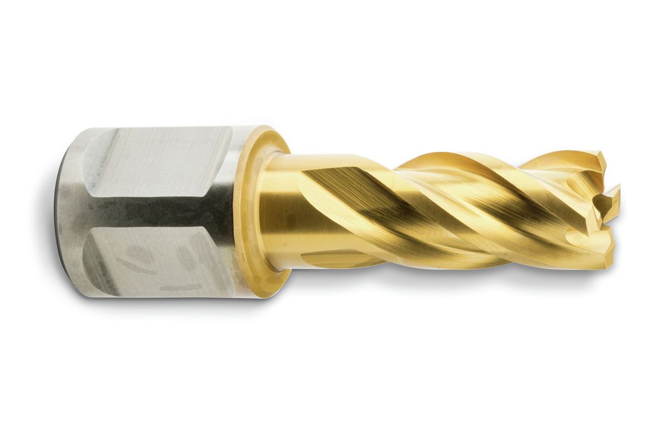 HSS annular cutter, TiN coated with 3/4 straight shank