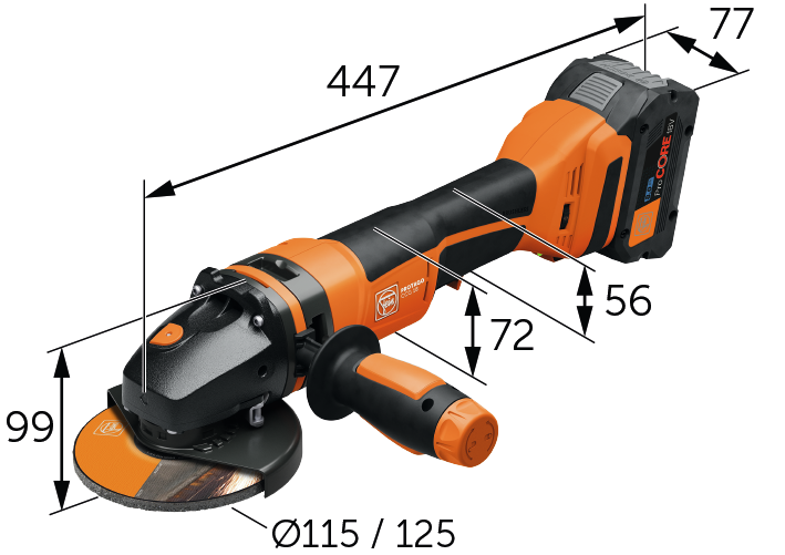 CCG 18-125-12 PD-SEC AS cordless angle grinder