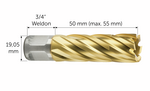 HSS annular cutter, TiN coated with 3/4 straight shank
