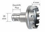Carbide hole saw with QuickIN PLUS holder