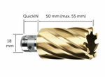 HSS annular cutter, TiN coated with QuickIN shank