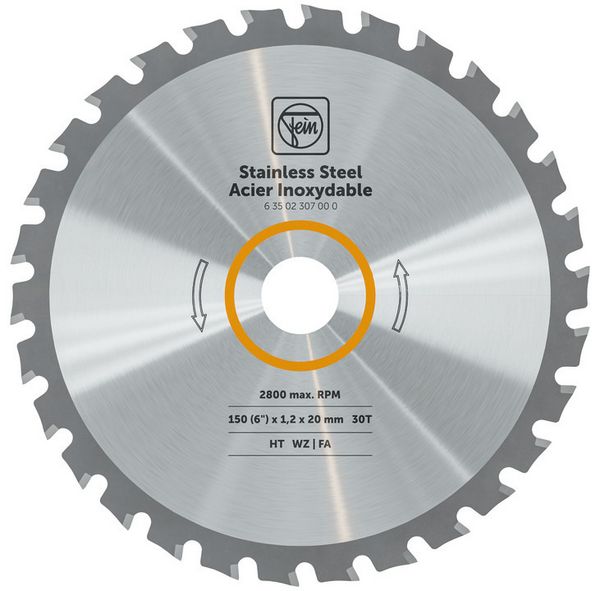 Circular saw blade for stainless steel