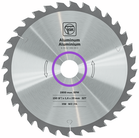 Handcirkelzaagblad voor aluminium en andere non-ferrometalen