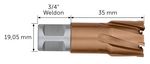 TCT Ultra 35 core bit with 3/4 in Weldon holder